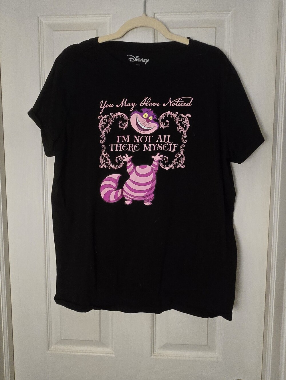 Torrid Disney Black T-Shirt with Pink Cheshire Cat Graphic
